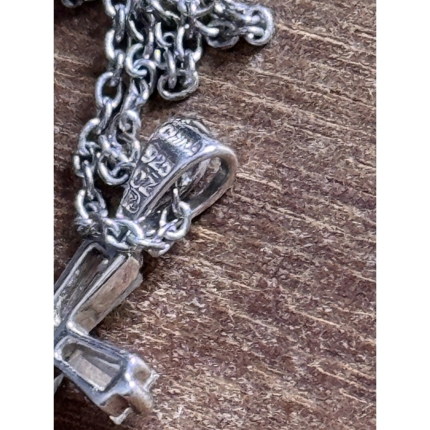 Sterling Silver CZ Cross Necklace 18” Chain 4g Baguette Cubic Zirconia