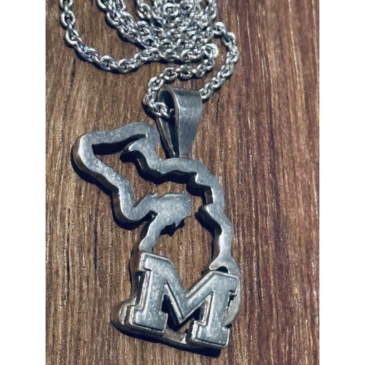 Michigan State Wolverines Sterling Silver Pendant and 17” Necklace