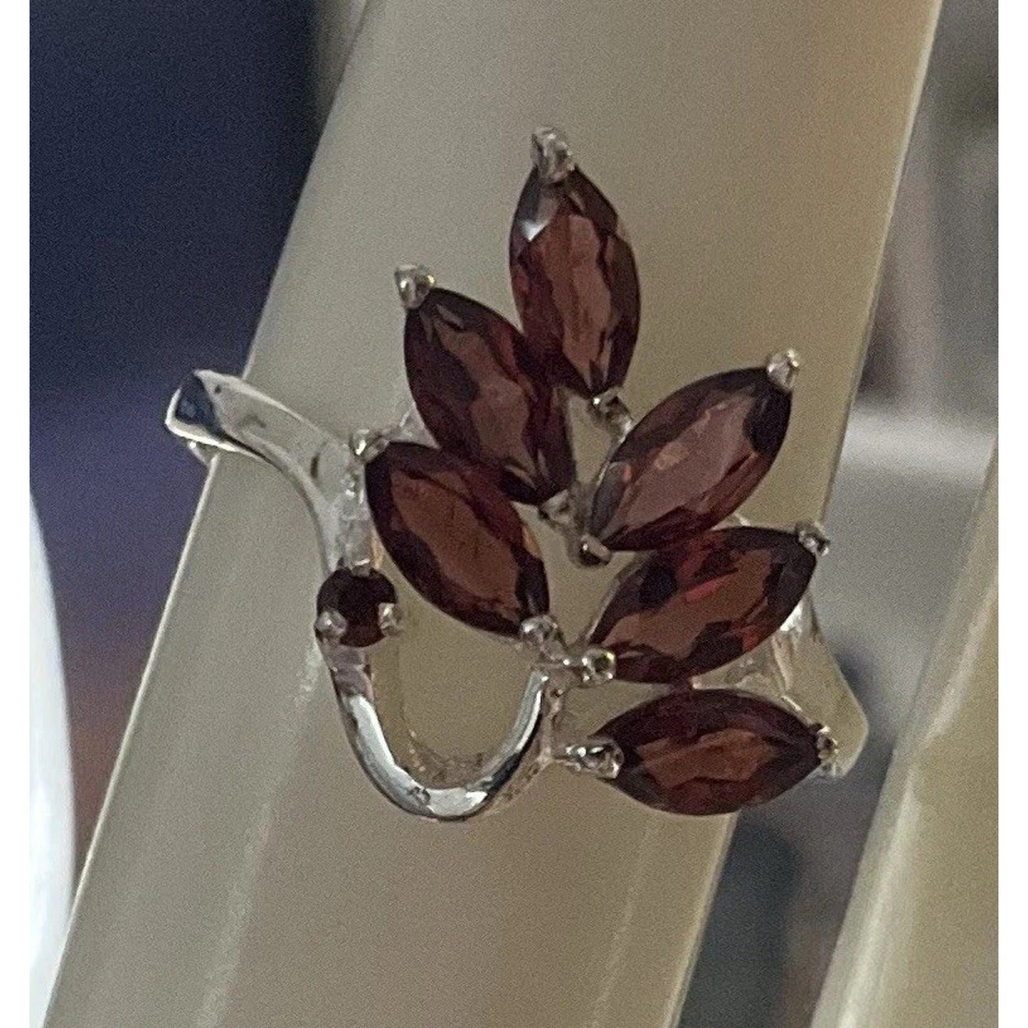 IBBC Sterling Silver Leaf Vine Wrap Ring 925 Marcasite Style Bypass Ring Size 7