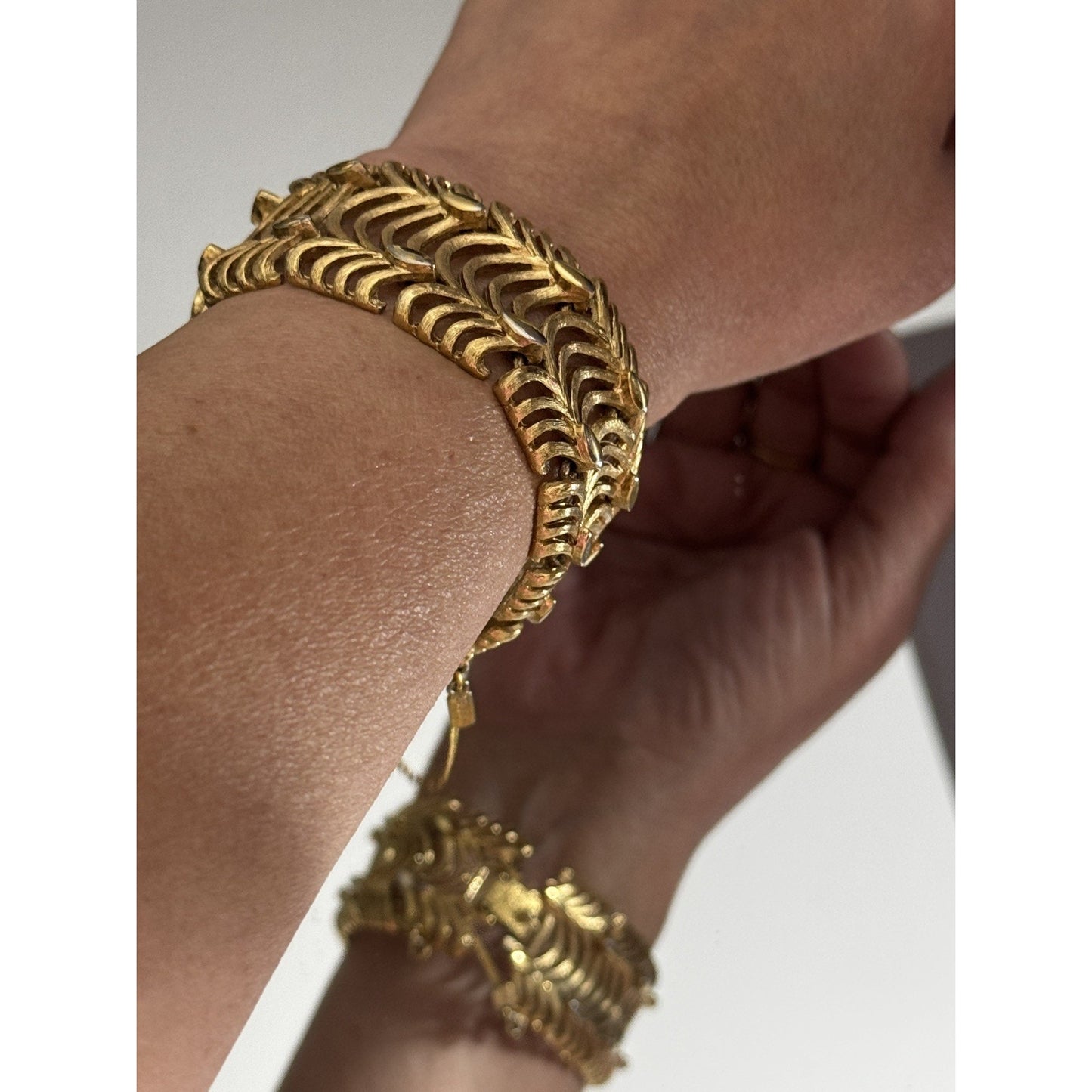Monet Golden Weave Bracelet Gold Plated Filigree 1960s Vintage Jewelry Signed