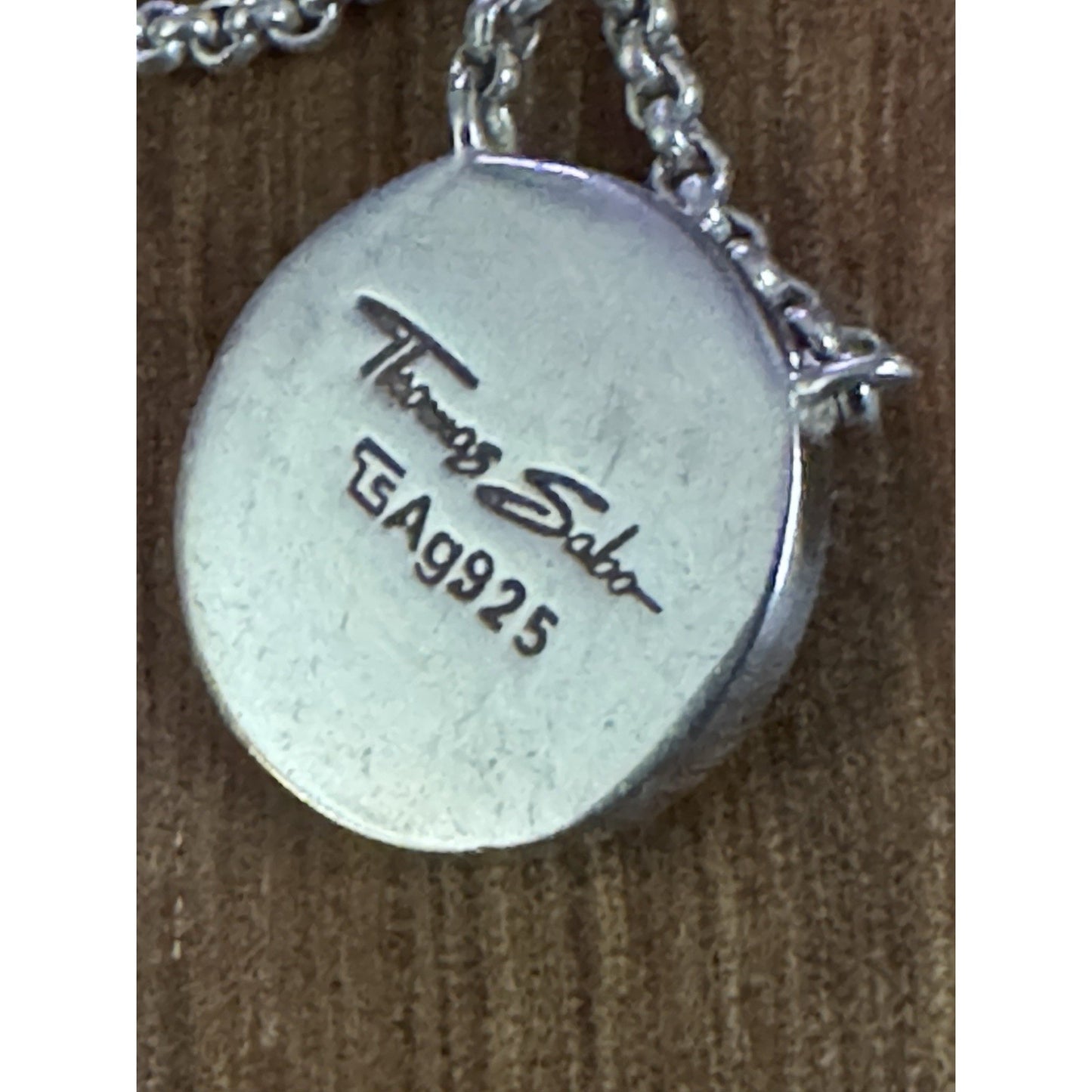 Thomas Sabo 925 Sterling Silver Mother-of-Pearl Disc Pendant Necklace 16 - 17”