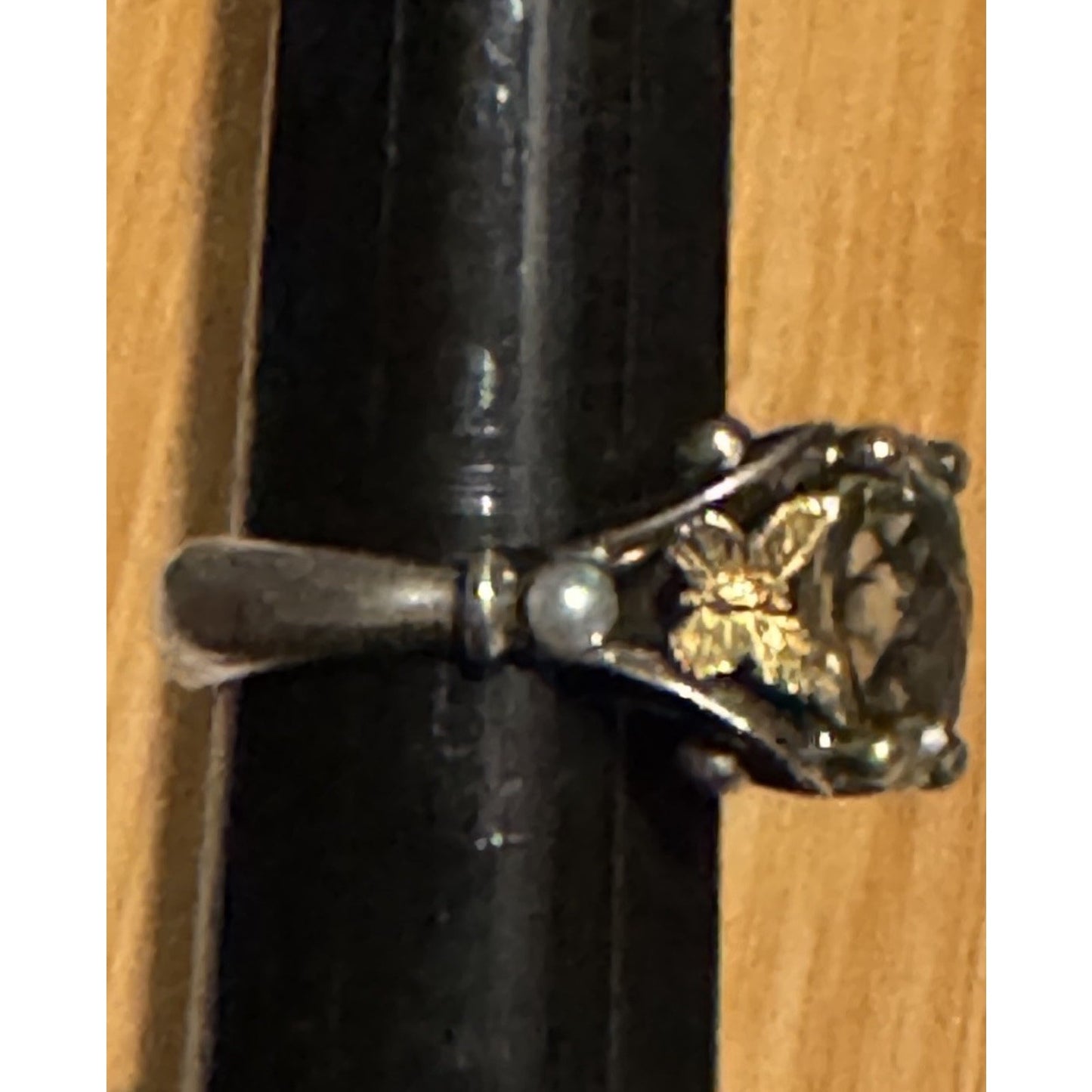 Vintage Ann King 925 18K Green Amethyst Prasiolite Pearl Butterfly Ring Sz 8.5