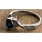 Sterling Silver Blue Sapphire Ring Size 8.5 Round Solitaire Halo Twist