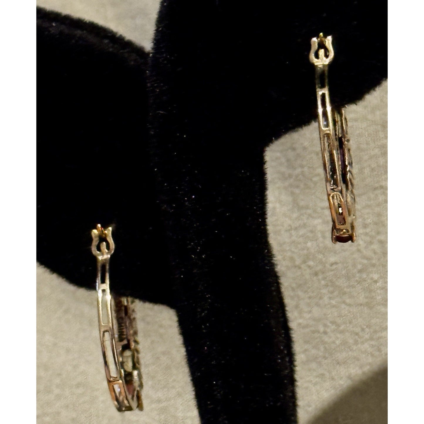 Vintage Ross Simons R925 Vermeil Amethyst Peridot Citrine Garnet Hoop Earrings