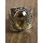 Vintage Sterling Silver Faceted Citrine Ring Sz 8.25 Artisan Filigree Swirl Band