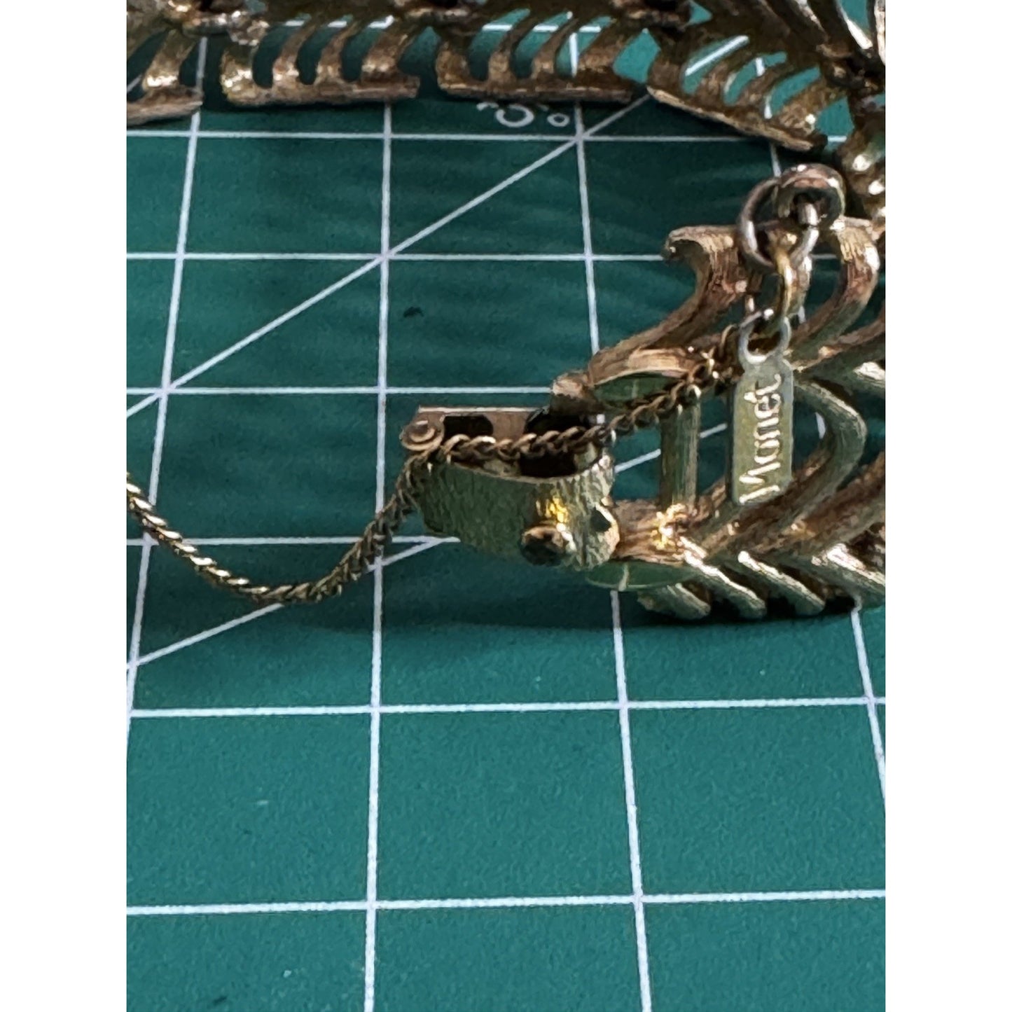 Monet Golden Weave Bracelet Gold Plated Filigree 1960s Vintage Jewelry Signed