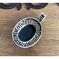 Sterling Silver Black Onyx Pendant 925 Greek Key Oval Cabochon Vintage Style