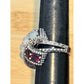 Vintage Sterling Silver Opal & Garnet Statement Ring Boho Bali Ring Size 8.5