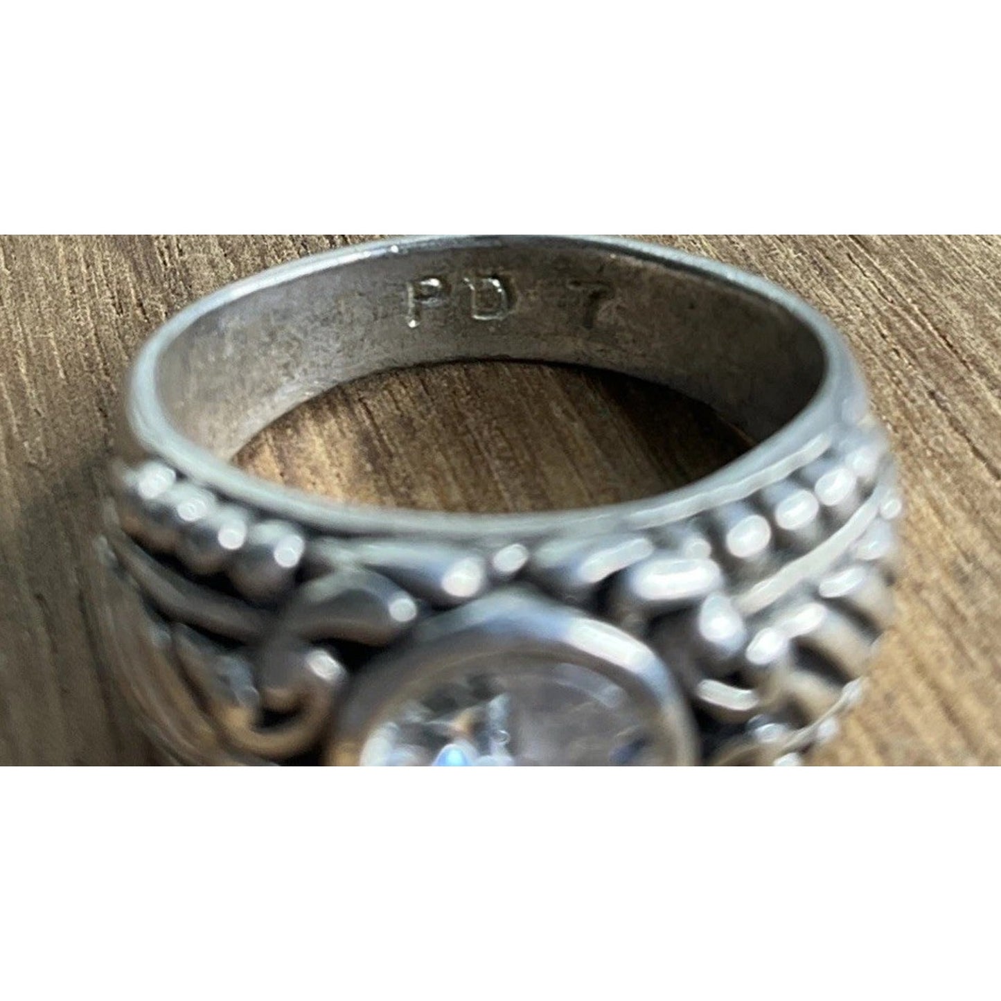 PD Sterling Silver CZ Scroll Ring Vintage Style Style Size 7