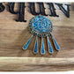 Vintage 925 Sterling Silver Turquoise Inlay Southwestern Pendant Pin Brooch 9.9g