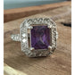 Art Deco FAS 925 Sterling Silver Amethyst CZ Ring Size 8.5 Vintage