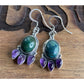 Sterling Silver Chrysocolla Amethyst Purple Dangle Earrings Boho 925