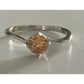 S925 Sterling Silver Orange Citrine-Color Solitaire Ring Size 6.5 Round Stone