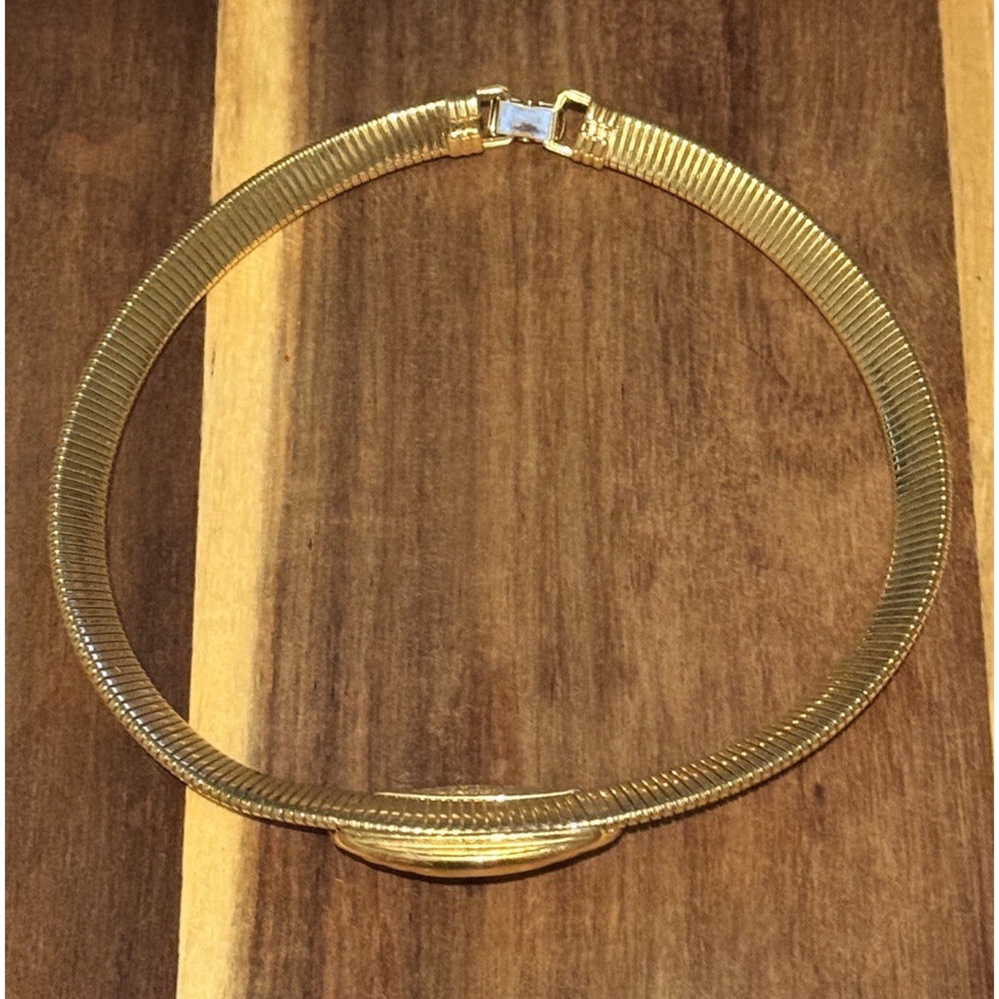 Vintage Kenneth J Lane for Avon Necklace Omega KJL Gold Tone Choker 17.5"