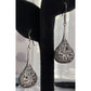 NF Sterling Marcasite Tear Drop Pendant Dangle Earrings Filigree Art Deco 17g!