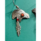 Signed Nel J. Navajo Sterling Silver Bear Earrings Coral Feather Dangle