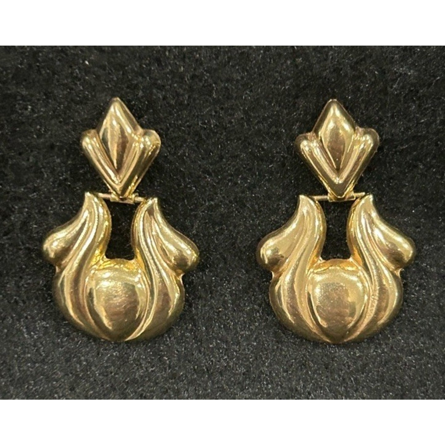Vintage 14k Gold Door Knocker Post Dangle Drop Earrings