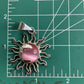 Vintage 925 Mexico Sterling Silver Sun Pendant Pink Cabochon