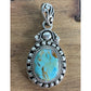 Vintage Sterling Silver Turquoise Pendant 925 Southwestern Artisan