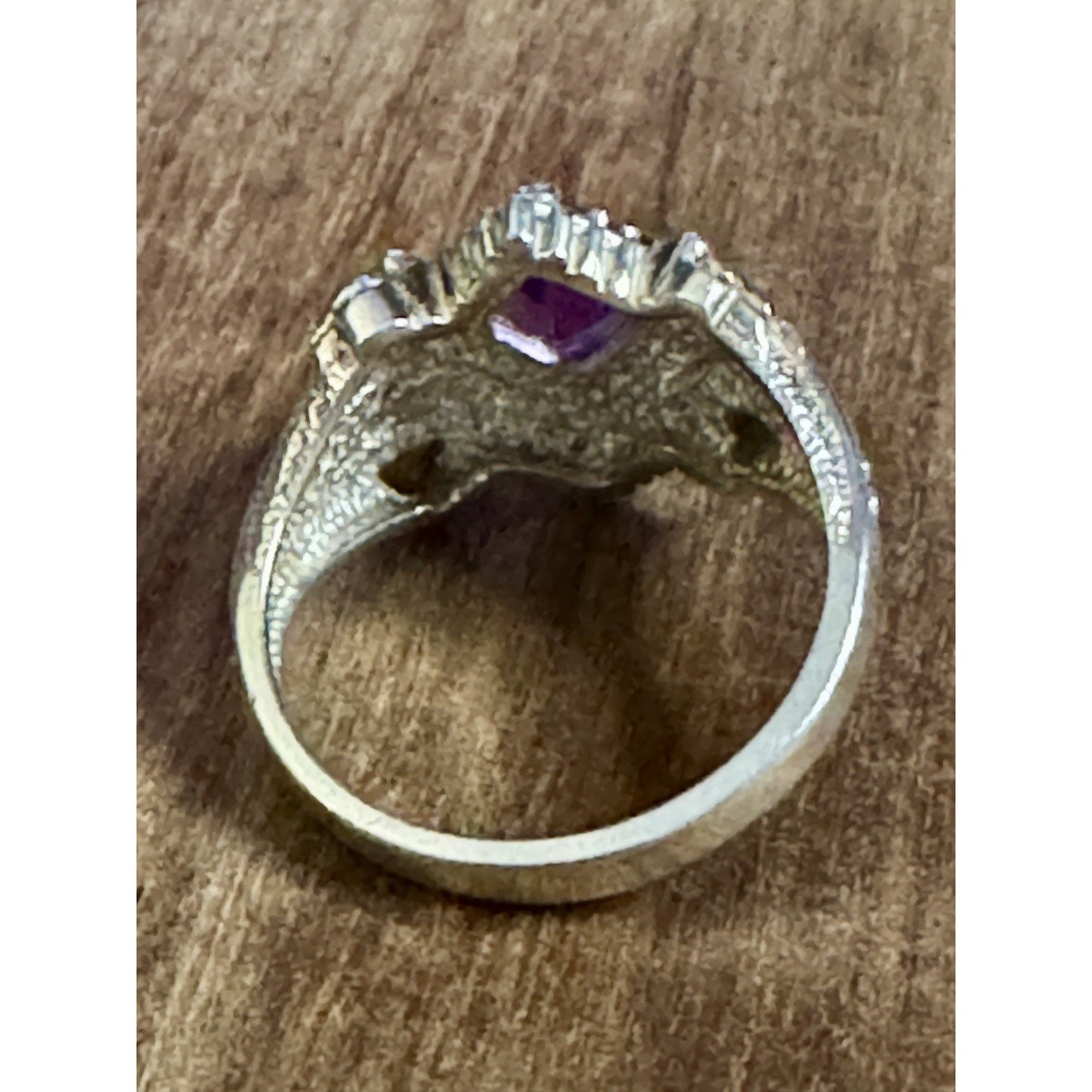 Vintage CCO Sterling Silver & 12K Gold Amethyst Ring Size 8.5 – 5.3g Leaf Design