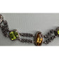 Vintage Sterling Silver Citrine Peridot Gemstone Double Chain Bracelet