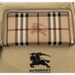 Burberry Nova Check Beige Plaid Zip Around Long Wallet Excellent Condition!