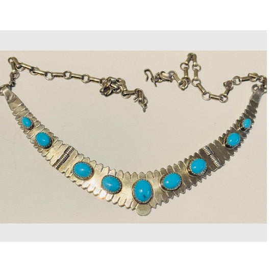 Vintage Sammy Charlie Necklace Sleeping Beauty Turquoise Signed Sterling SC 30.2