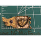 Mary Lucuk Sterling Silver Brass Face Brooch Artisan Modernist Pin Blue Cabachon