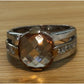 Vintage 925 Sterling Silver Champagne Quartz Statement Cocktail Ring Size 9.5