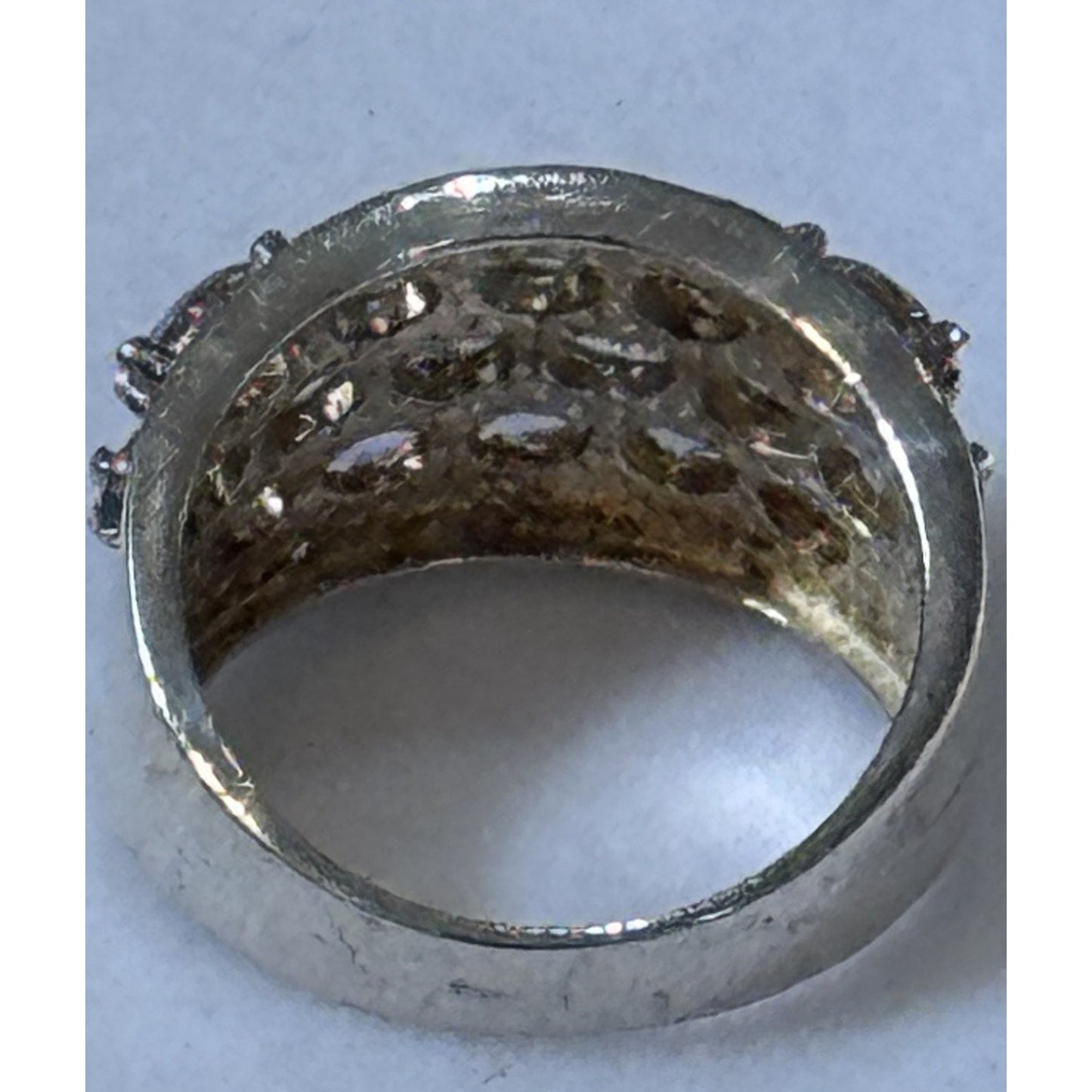 Vintage Tanzanite Cluster 925 Sterling Silver Ring Statement Band Size 7.5