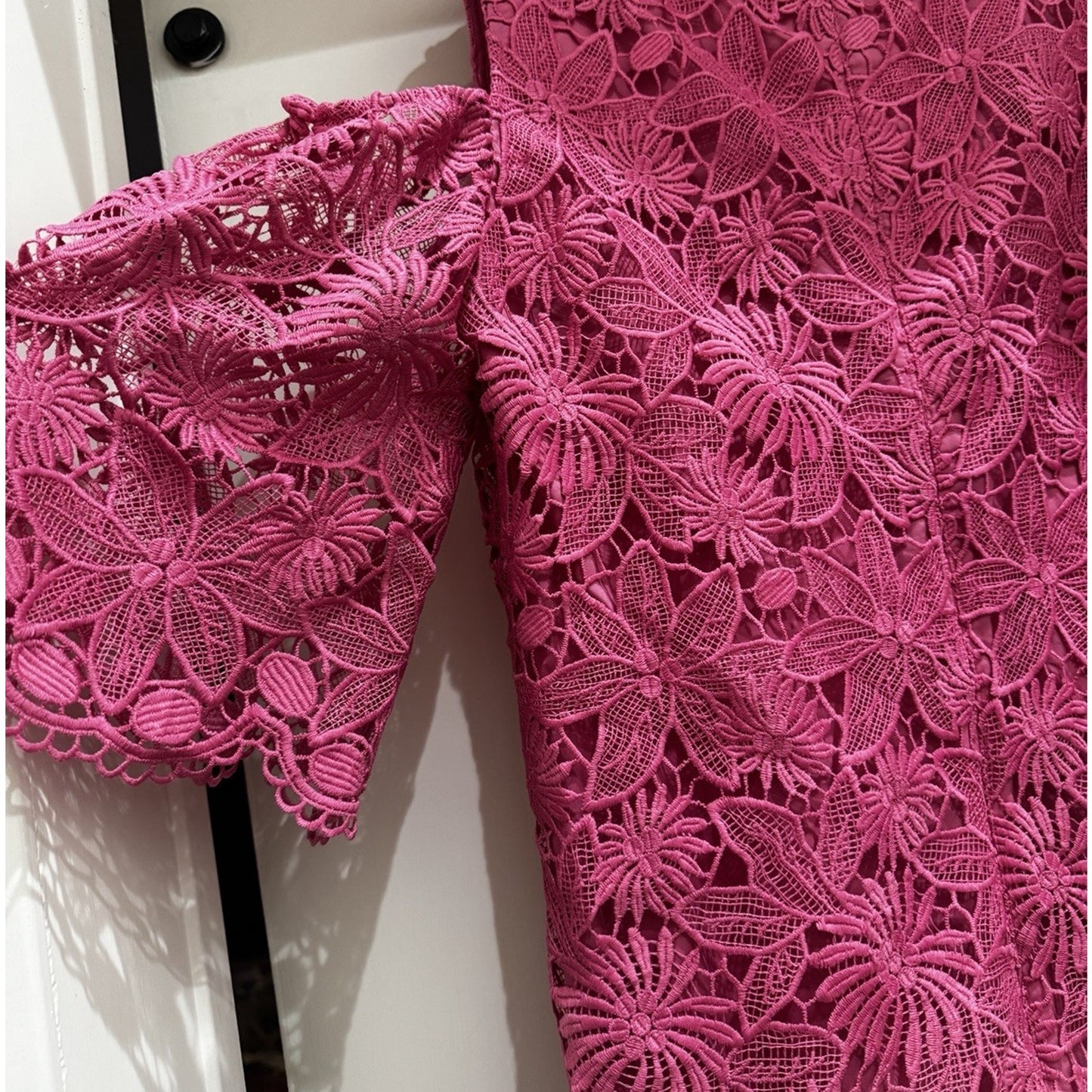 Kobi Halperin Edna Cold Shoulder Embroidered Floral Lace Pink Dress Size 6