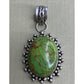 Vintage Sterling Silver Green Turquoise Style Stone Pendant Southwestern Boho