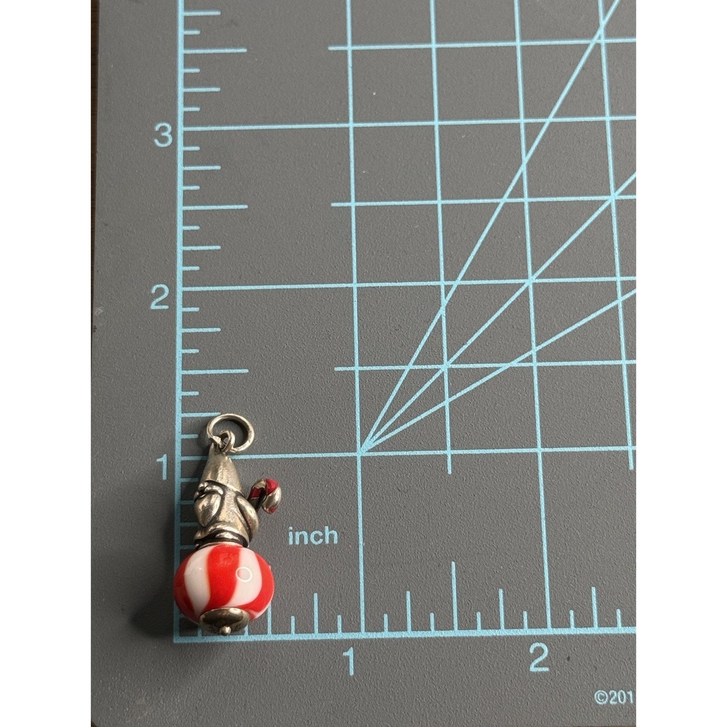 James Avery Retired Sterling Silver & Enamel Christmas Gnome Glass Finial Charm