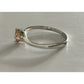 S925 Sterling Silver Orange Citrine-Color Solitaire Ring Size 6.5 Round Stone