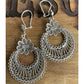 Vintage DGS Sterling Silver Turkey Filigree Crescent Moon Floral Dangle Earrings