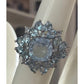 Vintage Sterling Silver Blue Topaz Cluster Ring Size 7.5 Cocktail Halo