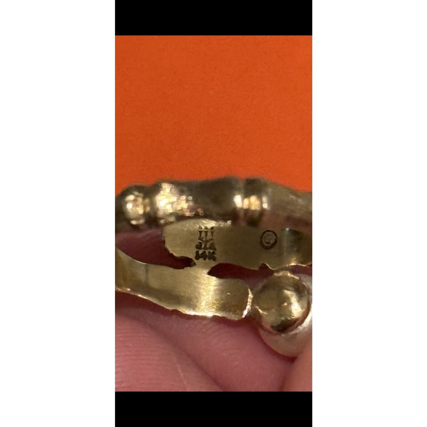 Pre owned James Avery 14K Yellow Gold PEARL BAMBOO RING - Size 6 - Retired RARE!