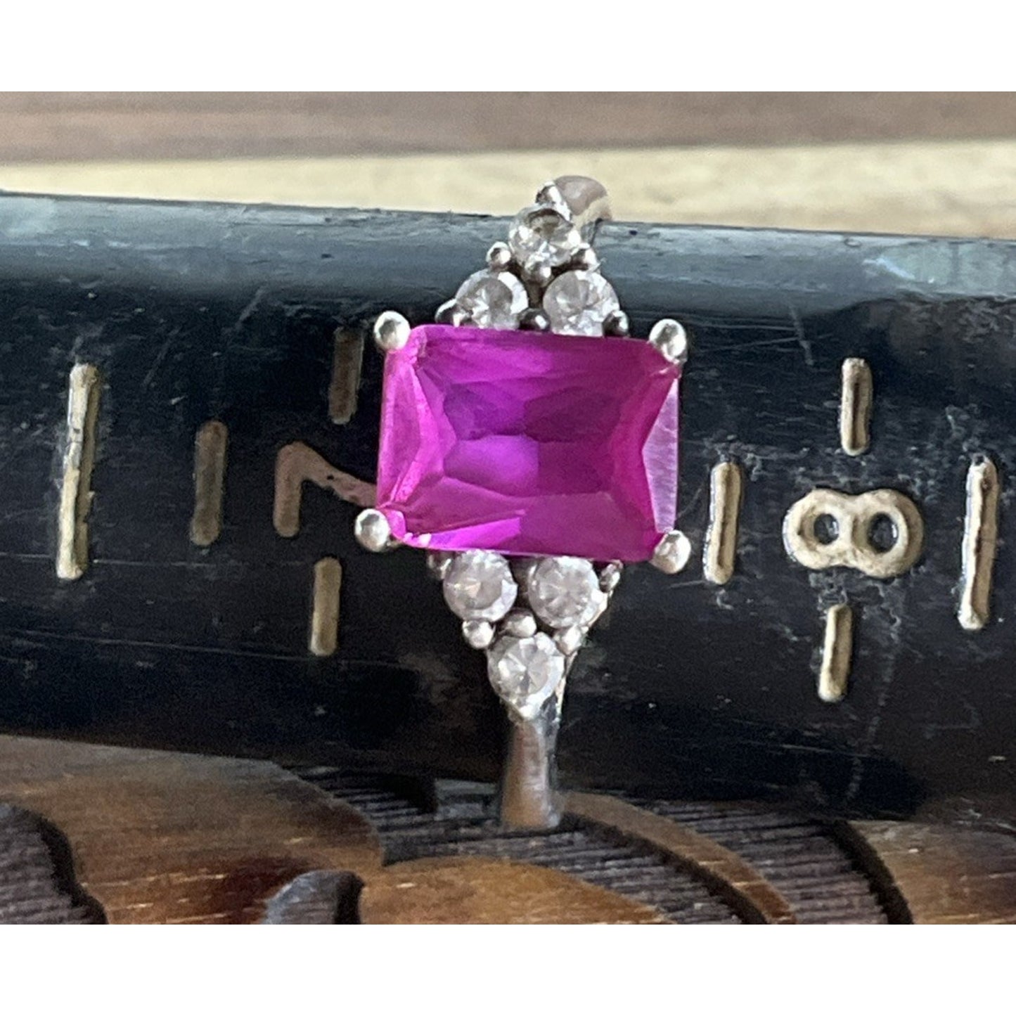 Vintage Sterling Silver Pink Sapphire Cocktail Ring Size 7 NY