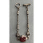 Vintage Sterling Silver Red Gemstone Bracelet Bali Style Toggle 19g