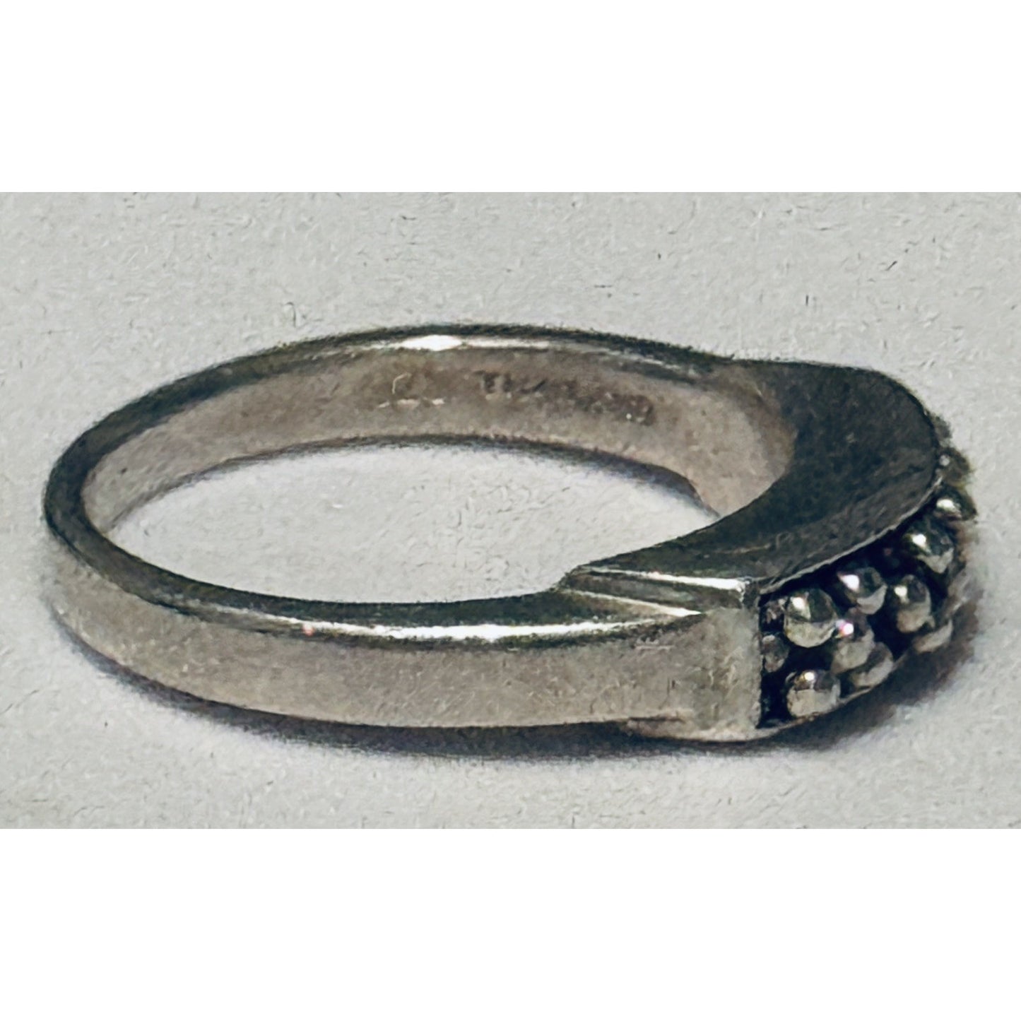 Vintage Michael Dawkins Sterling Silver Beaded Pebble Bar Ring Size 7.5 5g