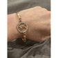 Michael Kors Rose Gold Pave Crystal MK Circle Hinged Adjustable Bracelet