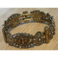 Vintage Etruscan Revival Filigree Rhinestone Amber Glass Bracelet