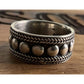 Vintage Wide Sterling Silver Dotted Textured Boho Tribal Band Ring Size 7