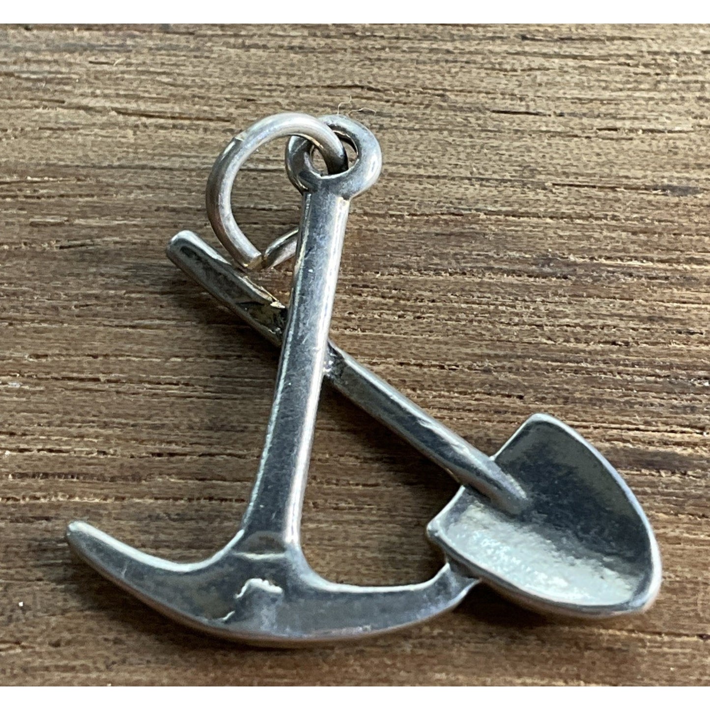 Vintage 925 Sterling Silver Crossed Pickaxe Shovel Charm