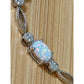 925 Sterling Silver Opal Cabachon Moissanite Bracelet 7.5” White Fire Opal 6g