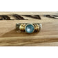 Vintage Sterling Silver Two Tone Blue Aquamarine Gemstone Ring Size 7.5