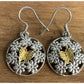 Vintage Sterling Silver Two Tone Butterfly Flower 1.5” Dangle Drop Boho Earrings
