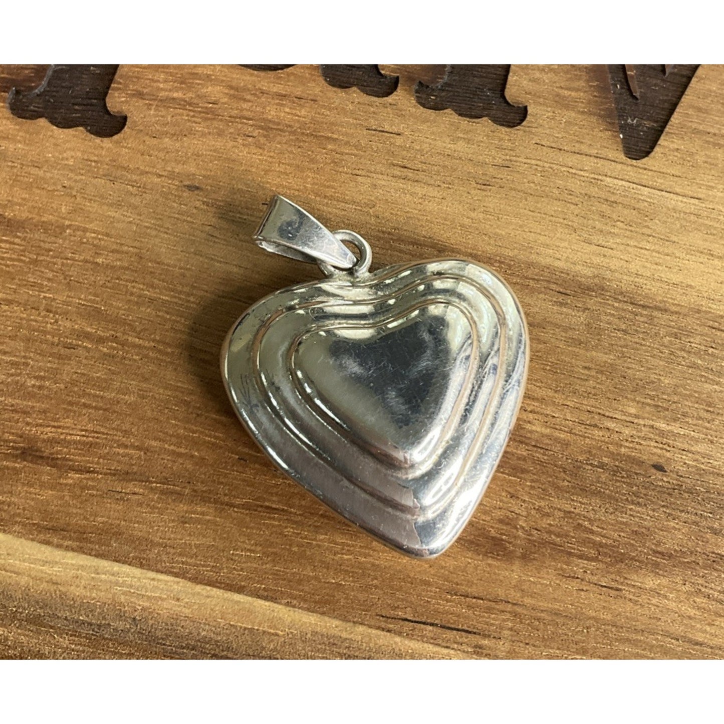 Vintage Sterling Silver Puffy Heart Pendant