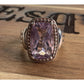 Vintage Sterling Silver Pink Lavender Quartz Cocktail Ring Statement Size 10
