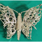 Vintage Monet Butterfly Brooch Silver Tone Filigree Insect Pin Signed 1970s